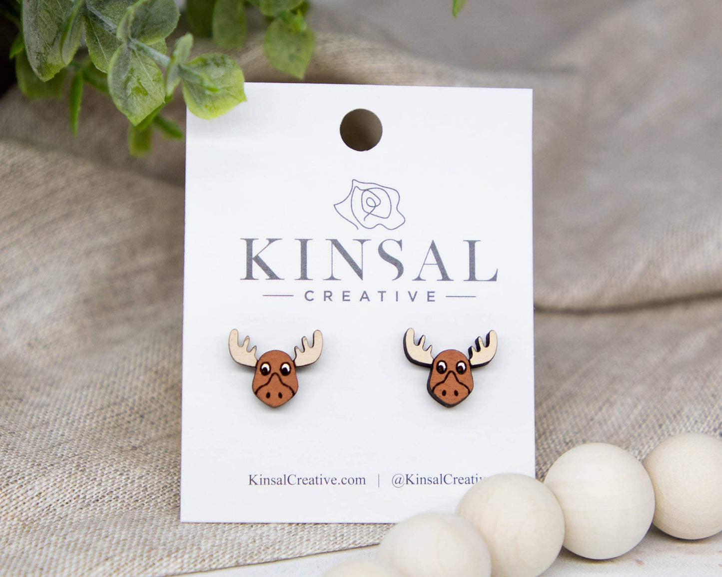 Moose Wood Stud Earrings