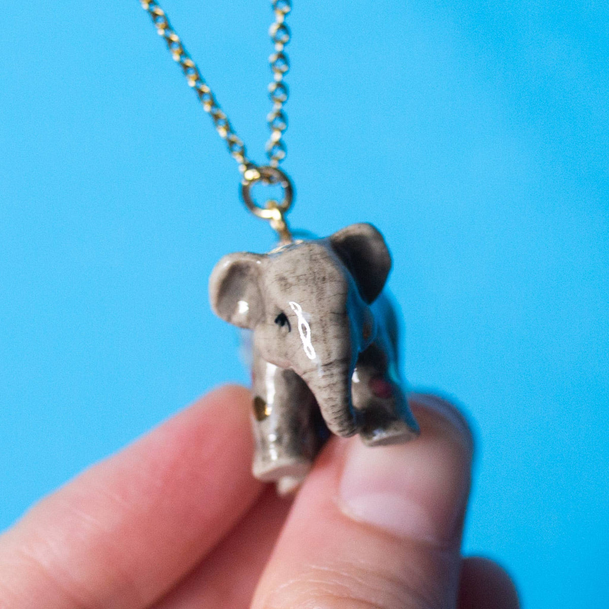 Pink Polka Dot Elephant Necklace
