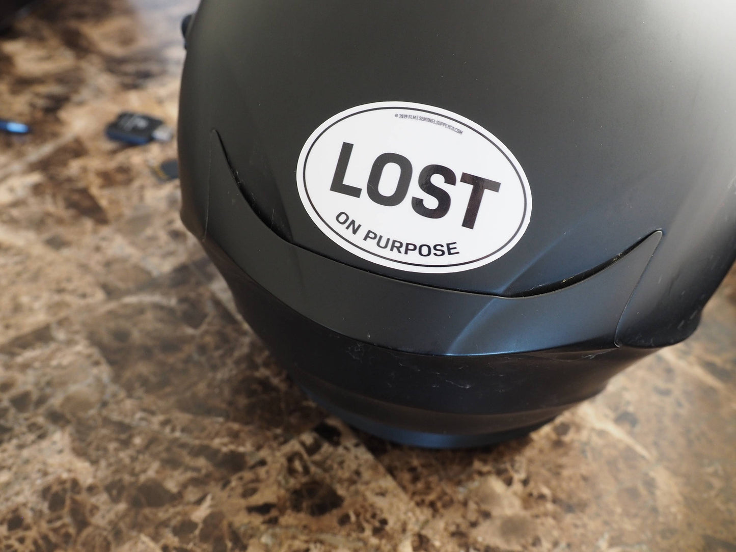 Lost on Purpose Oval Bumper Sticker, Outdoor Adventure Decal