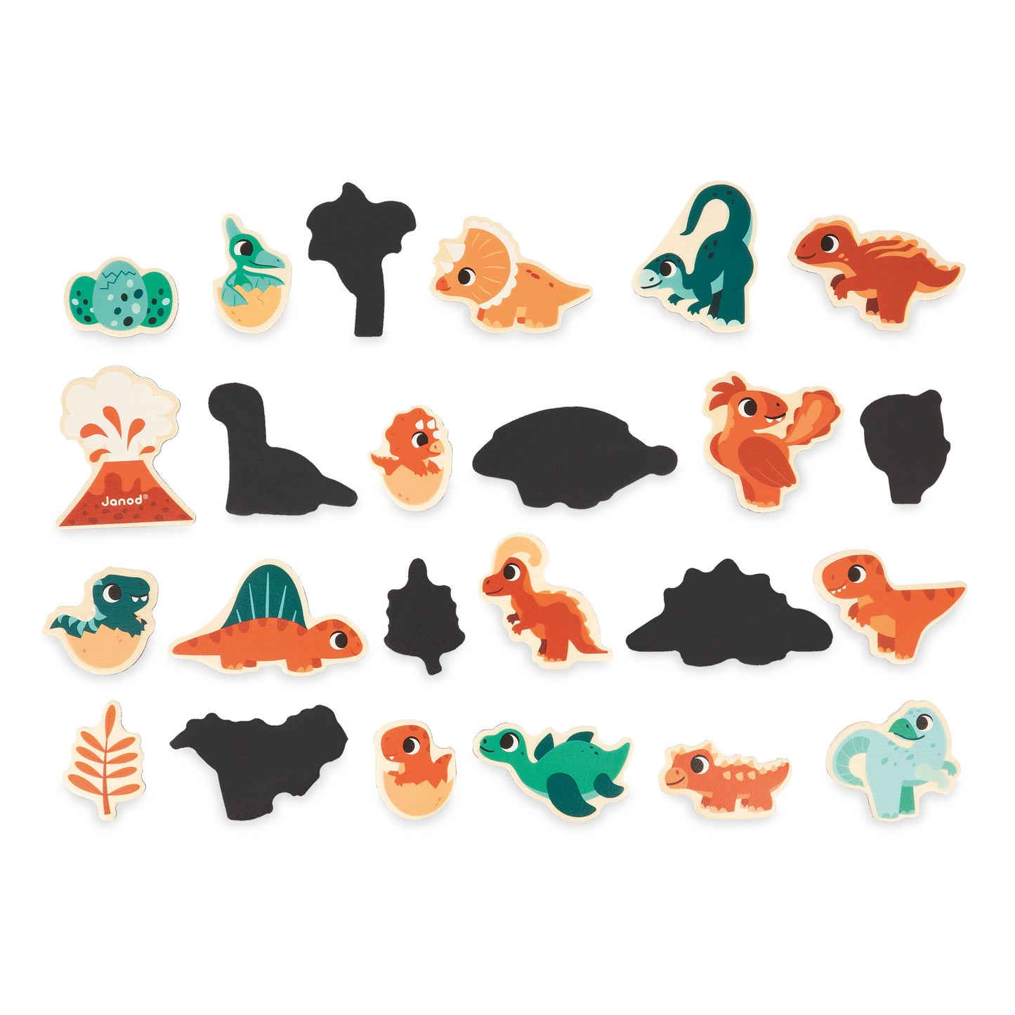 Set of Magnets | Dino | 24 wooden magnetic pieces | toy