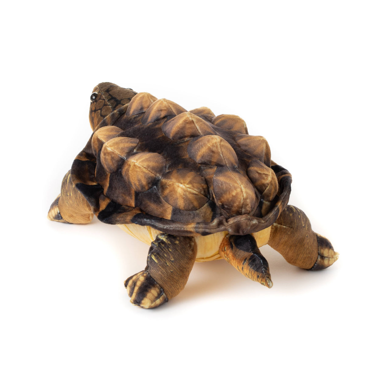 The Wild Onez Snapping Turtle 15″ (38cm) features a brown, textured shell and soft legs, shown from the back on a plain white background—an ideal snapping turtle stuffed animal for anyone looking to add unique swamp-themed nursery decor.