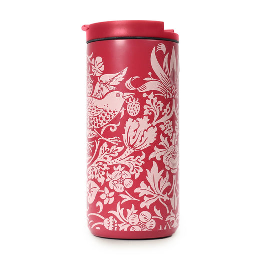 Metal Travel Mug William Morris Strawberry Thief Raspberry
