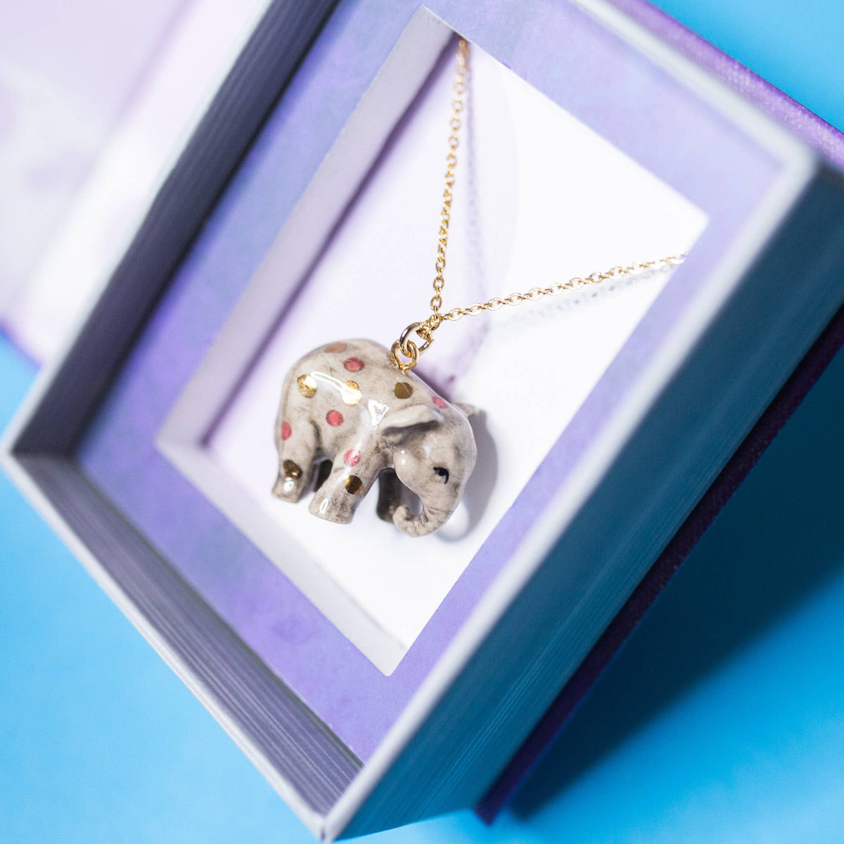 Pink Polka Dot Elephant Necklace