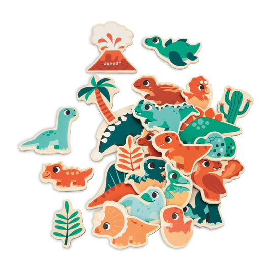 Set of Magnets | Dino | 24 wooden magnetic pieces | toy