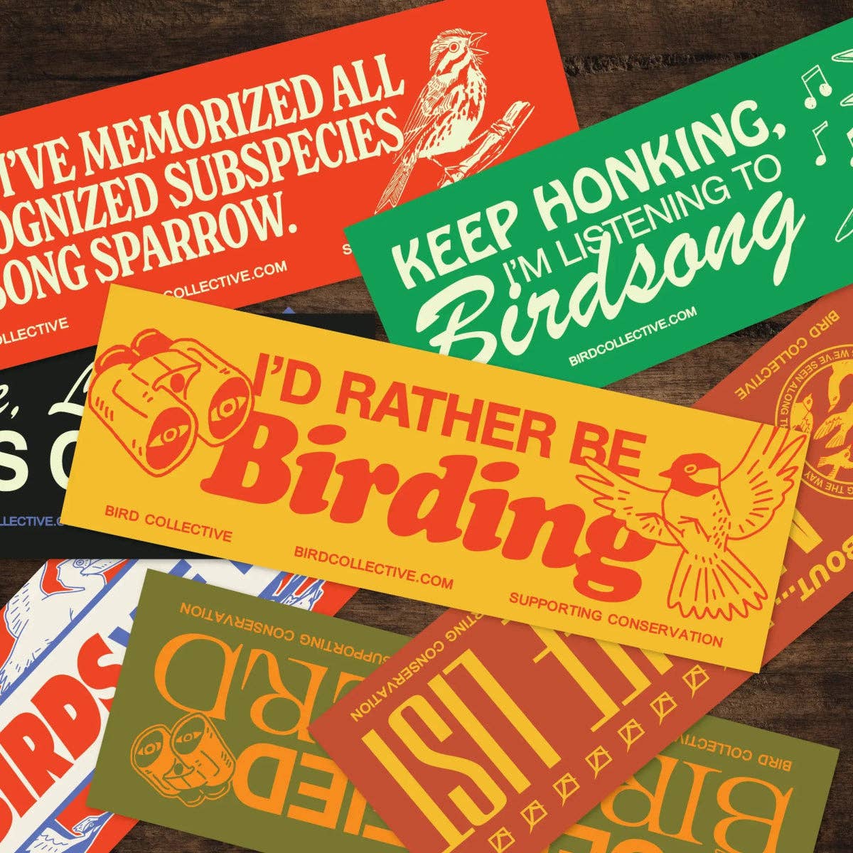 The Rather Be Birding Bumper Sticker is a weatherproof vinyl sticker featuring the slogan "I’d Rather Be Birding"—perfect for bird lovers and birding bumper sticker fans.