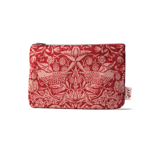 William Morris 'Raspberry' Cotton Coin Purse with a nature-themed pattern.