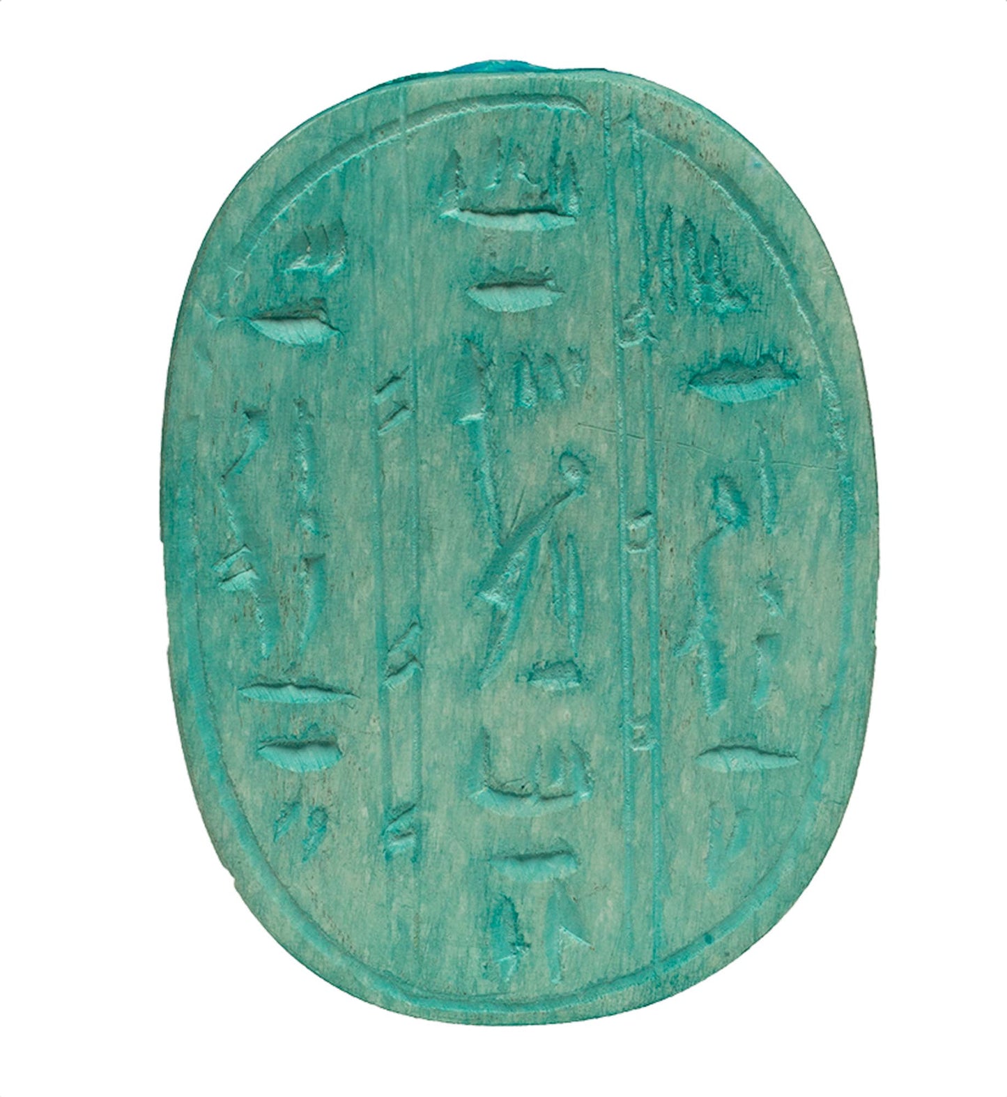 Hand-carved Soapstone Egyptian Scarab Collectible Blue- 3.5"