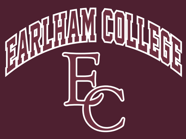 EC Pajama Pants feature a text graphic with "EARLHAM COLLEGE" in large, curved white letters outlined in maroon above an overlapping EC monogram on a maroon background—ideal for pairing with comfy maroon pajama pants.