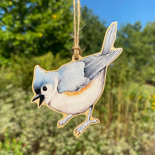 Tufted Titmouse Wood Print Ornament