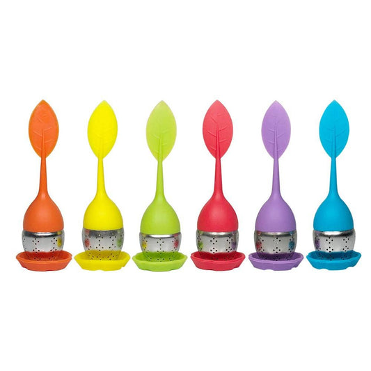 Leaf Shape Silicone Tea Infuser - (304 Stainless Steel): Red