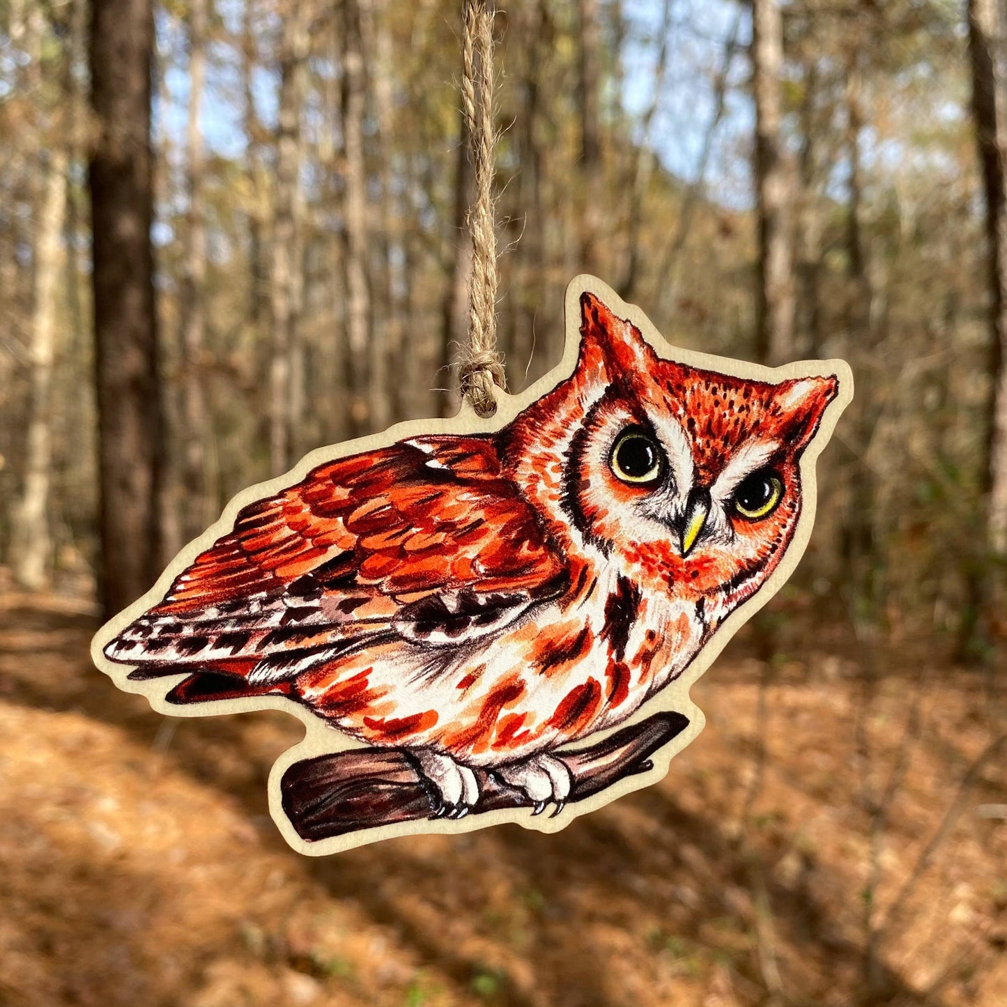 Eastern Screech Owl Wood Print Ornament